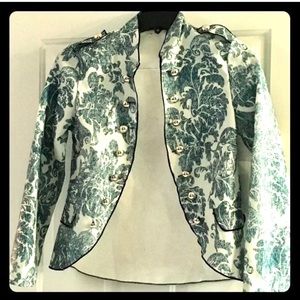 Blue & white military style jacket - NEW! - small